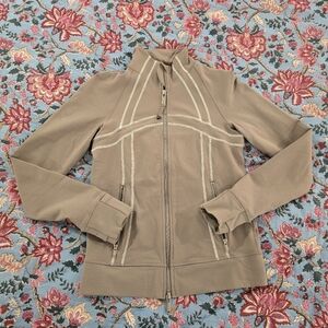 Lululemon Define Track Jacket Warm Ash Gray White Luon Size 2.